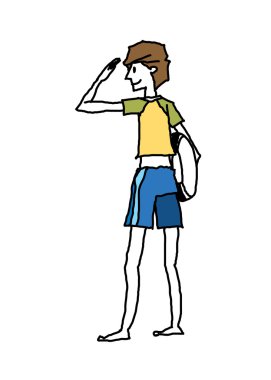 Çocuk uzaklara bakıyor.