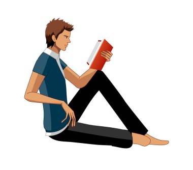 şık adam oturmuş ve bir kitap okuma