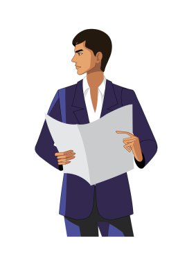 önemli bir belgeyi okurken iş adamı