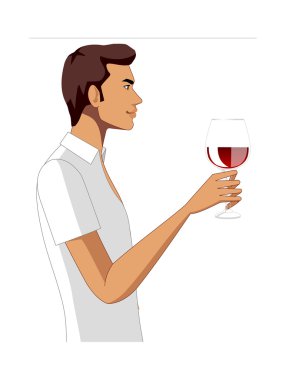 şık adam elinde bir bardak kırmızı şarap