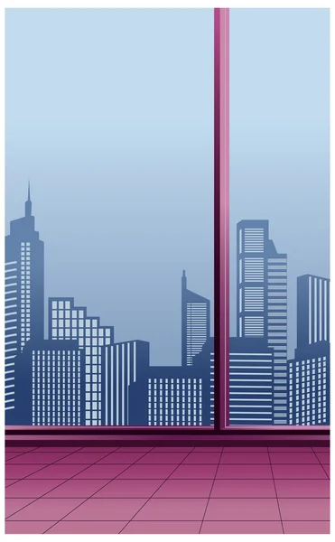 Det urbana landskapet genom fönstret — Stock vektor