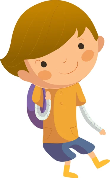 Retrato de menino feliz com saco de escola — Vetor de Stock
