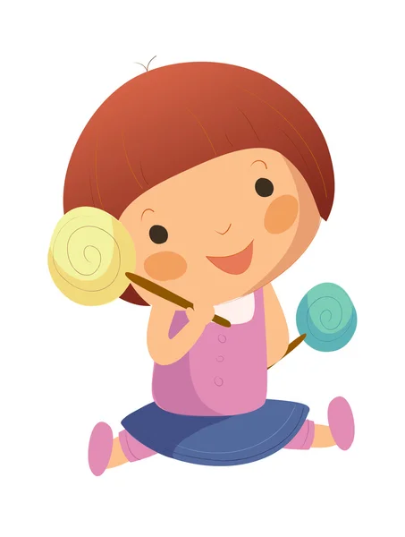 Dziewczyna z kolorowymi lollypop — Wektor stockowy