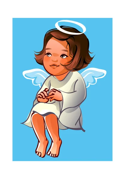 Chica con alas y halo — Vector de stock