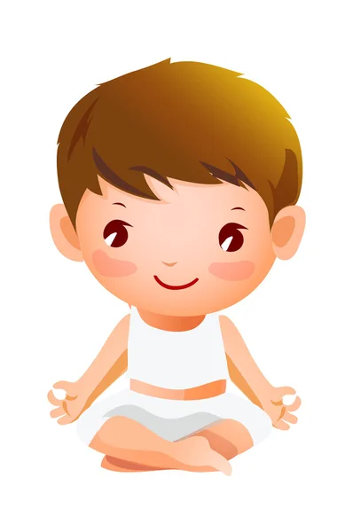 Boy meditating — Stock Vector