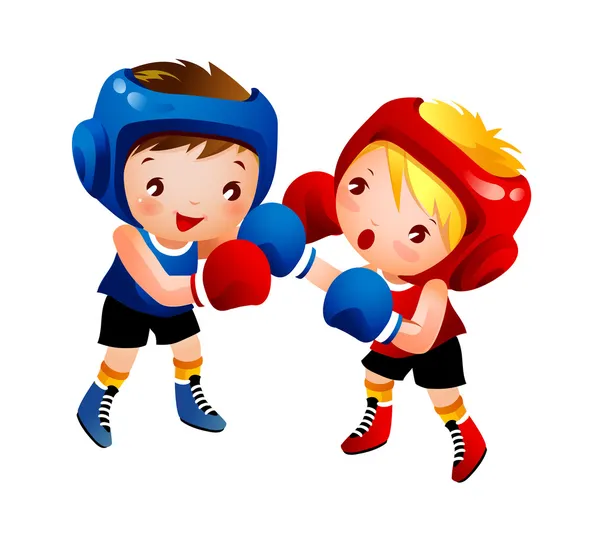 Boxeo de niño y niña — Vector de stock