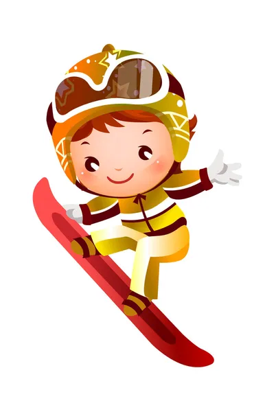 Meisje skiën — Stockvector
