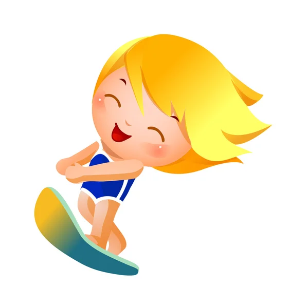 Chica surfeando — Vector de stock