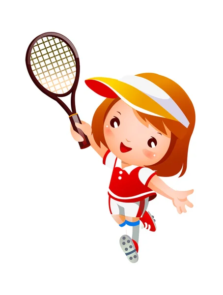Gadis bermain tenis - Stok Vektor