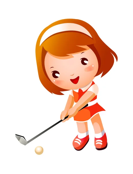 Chica jugando al golf — Vector de stock