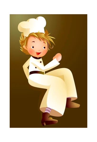 Retrato de niño en uniforme de chef — Vector de stock