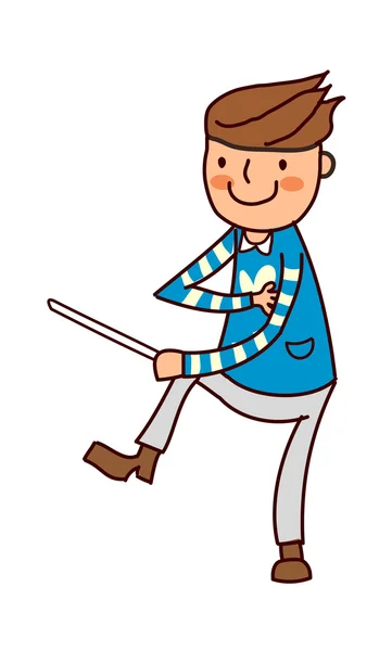 Portrait of Boy holding stick — Stock Vector