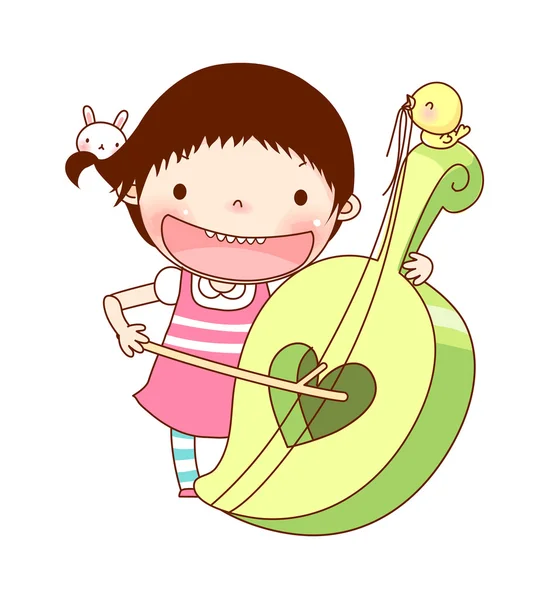 Retrato de niña tocando el violín — Vector de stock