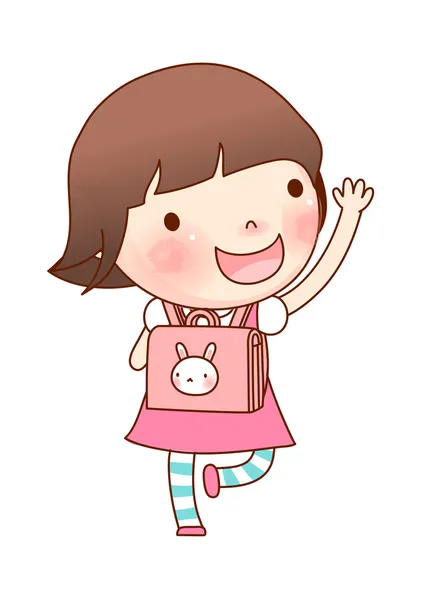 Retrato de niña con bolso escolar — Vector de stock