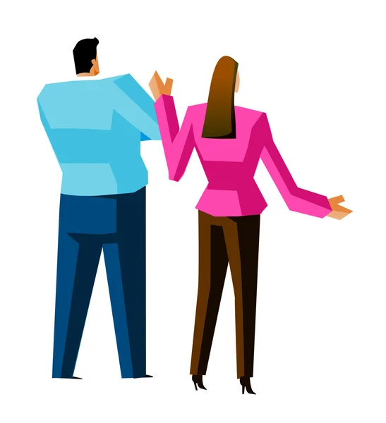 Homme d'affaires et femme d'affaires debout ensemble — Image vectorielle