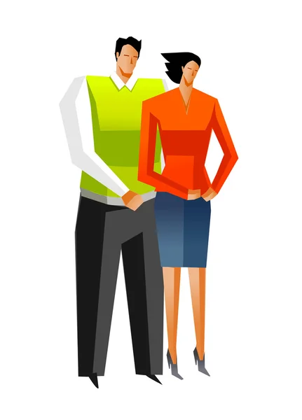 Homme d'affaires et femme d'affaires debout ensemble — Image vectorielle