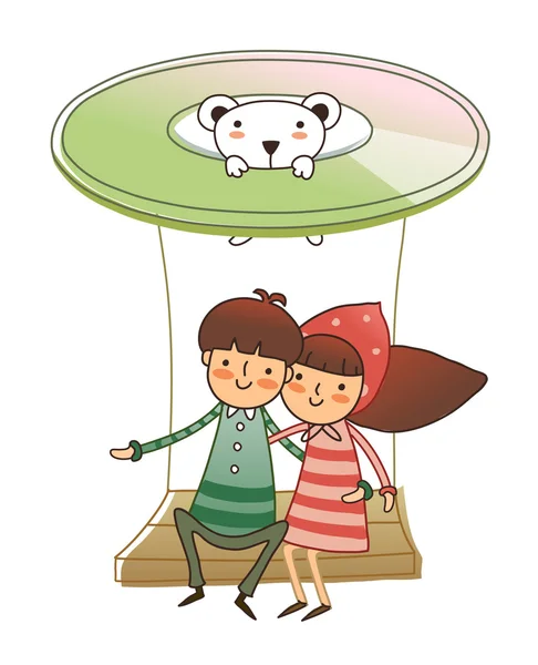 Boy and Girl sitting on ride — Stock Vector