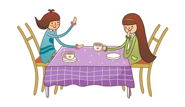 Garçon et fille dans café — Image vectorielle
