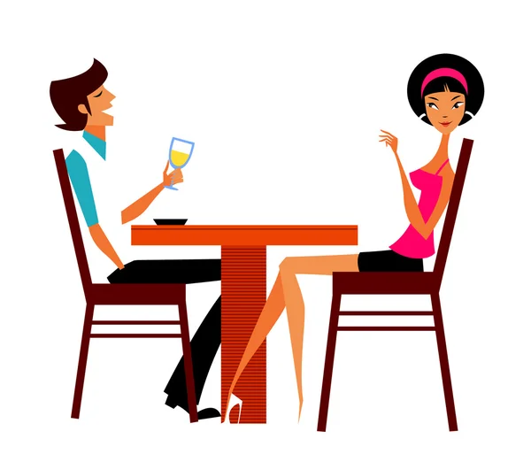 Пара сидящих в кафе — стоковый вектор