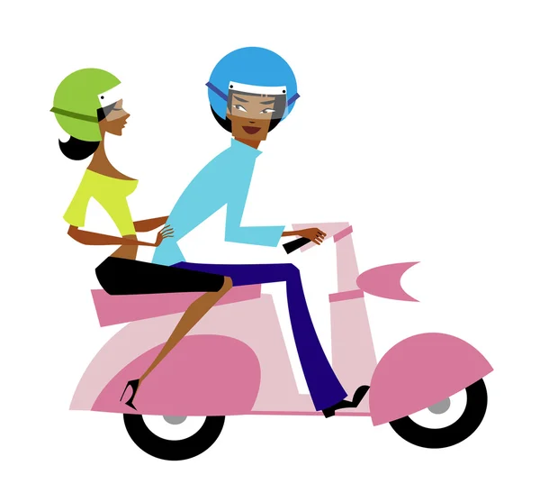 Motosikletli Çift — Stok Vektör