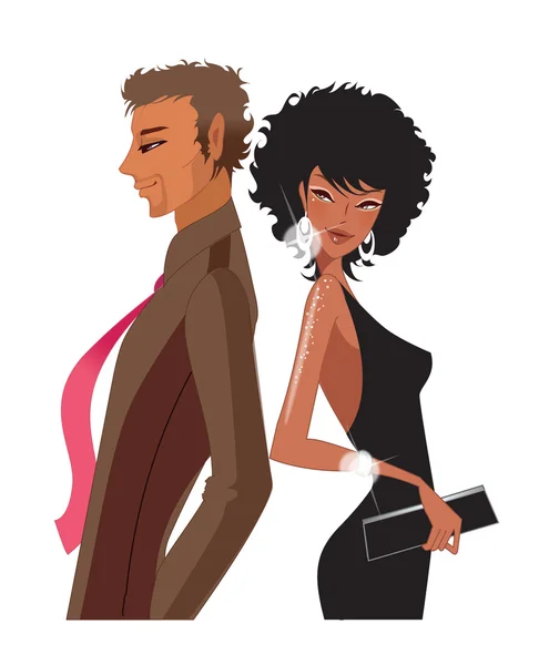 Retrato de Pareja en ropa de fiesta — Vector de stock