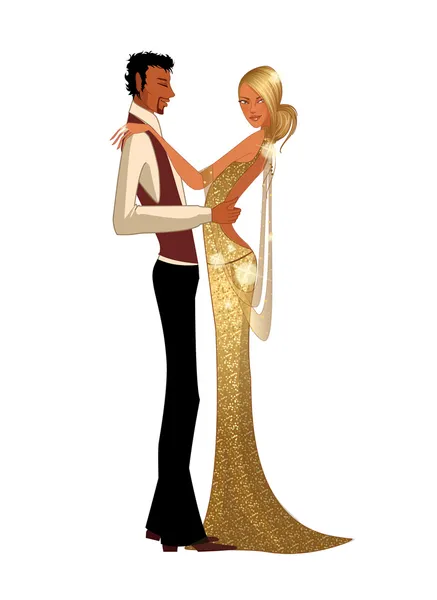 Elegant couple dancing — Stock Vector