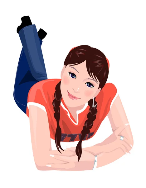 Porträt eines schönen jungen Mädchens — Stockvektor