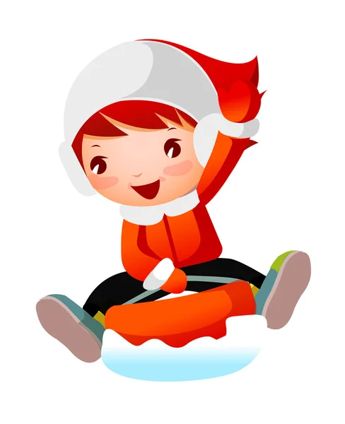 Cute girl on snow — Stock Vector