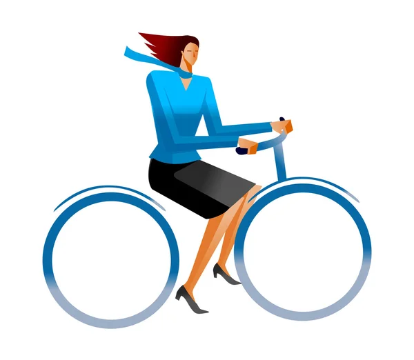 Femme d'affaires à vélo — Image vectorielle