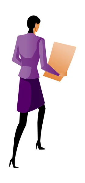 Businesswoman holding chart — Stock Vector