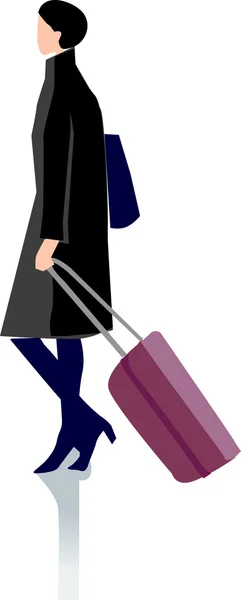 Sexy Frau mit Gepäck — Stockvektor