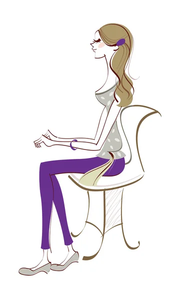 Vista lateral de la mujer sentada — Archivo Imágenes Vectoriales
