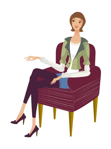 Side view of woman sitting — Stock Vector