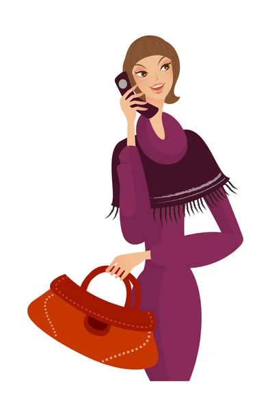 Closeup of woman holding mobile phone — Stock Vector