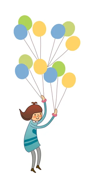 Mooi meisje met baloons — Stockvector