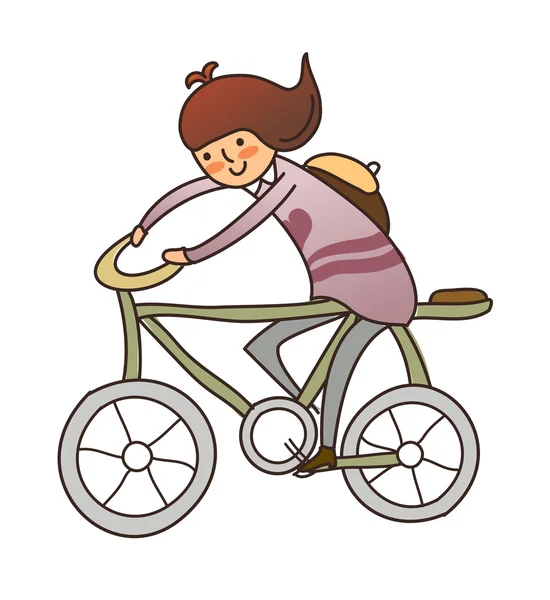 Chica con bicicleta — Archivo Imágenes Vectoriales