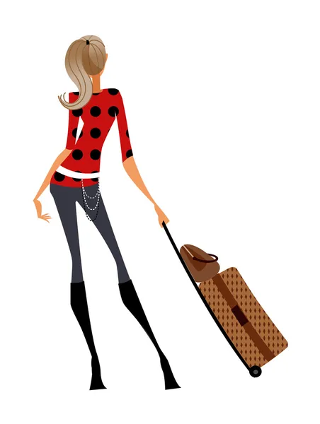 Mädchen mit Gepäck — Stockvektor