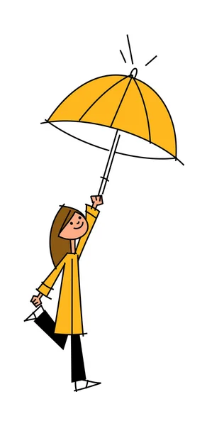 Vista laterale della donna che tiene l'ombrello — Vettoriale Stock
