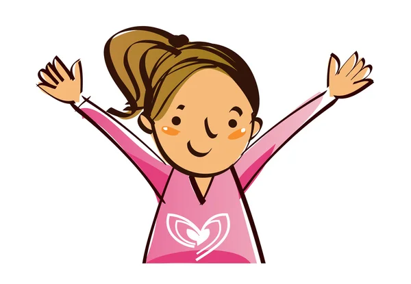 Feliz chica handsup — Vector de stock