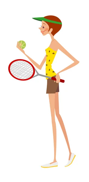Сексуальная девушка играет в теннис — стоковый вектор