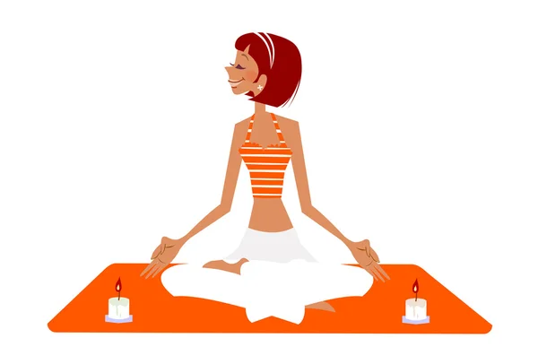Yoga femme étirement — Image vectorielle