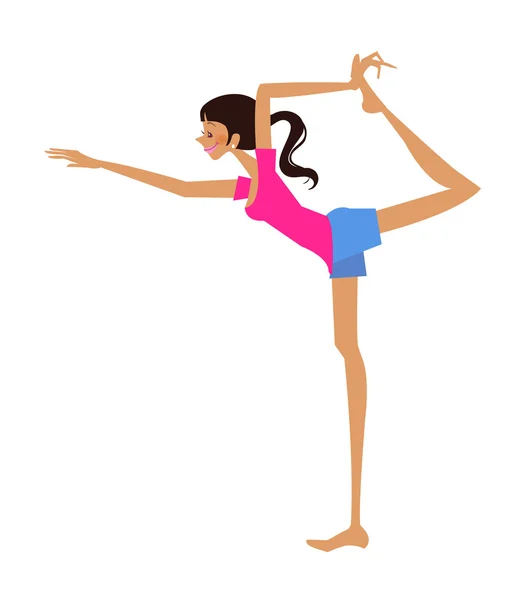 Estiramiento de yoga mujer — Vector de stock