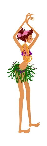 Chica tropical bailando — Vector de stock