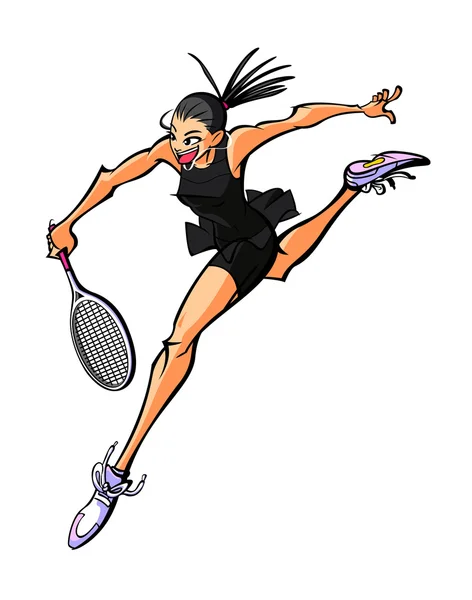 Side view of woman holding racket — Stock Vector