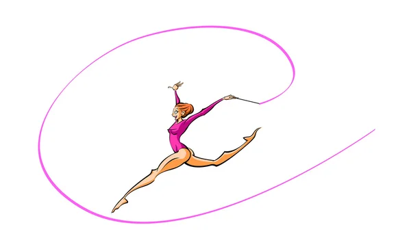 Vista lateral de la mujer haciendo gimnasia rítmica — Archivo Imágenes Vectoriales