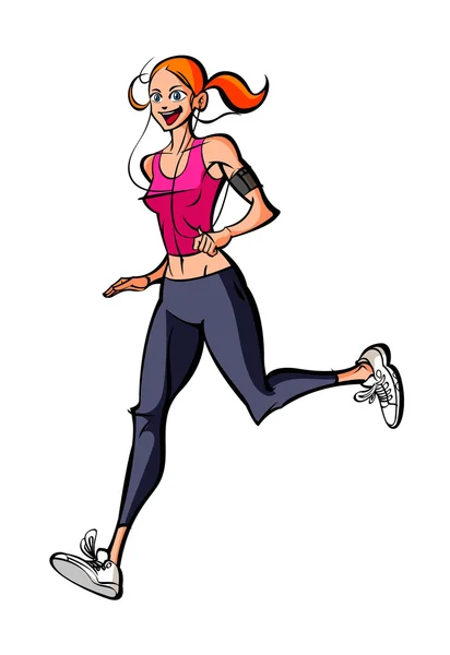 走っている女性の側面図 — ストックベクタ
