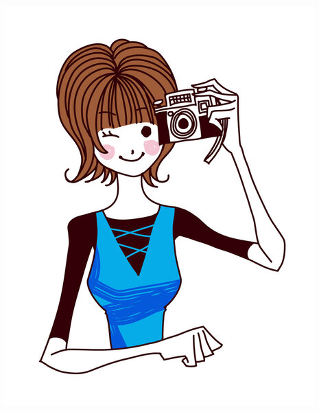 Крупный план женщины с камерой
