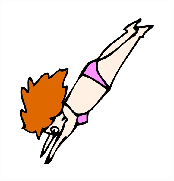 ジャンプの女性の側面図 — ストックベクタ