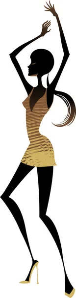 Ritratto di una ragazza che balla su sfondo bianco — Vettoriale Stock