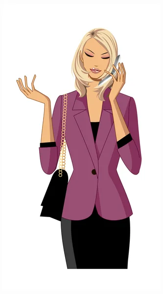 Gros plan de la femme tenant un téléphone portable — Image vectorielle